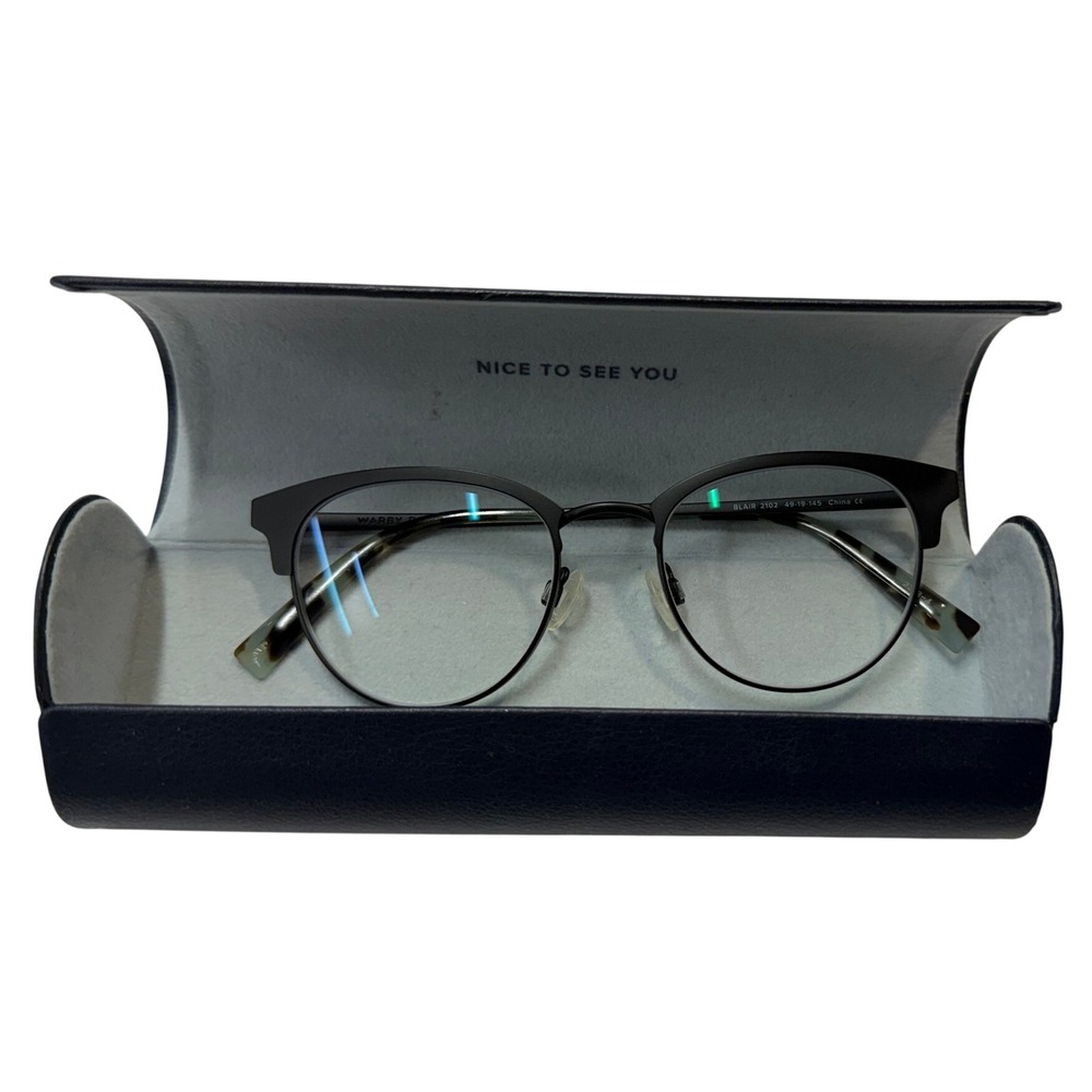 Warby Parker Blair 2102 Eyeglasses Matte Black Round Frames 4919145 with Case
